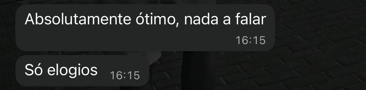 Depoimento de cliente no WhatsApp