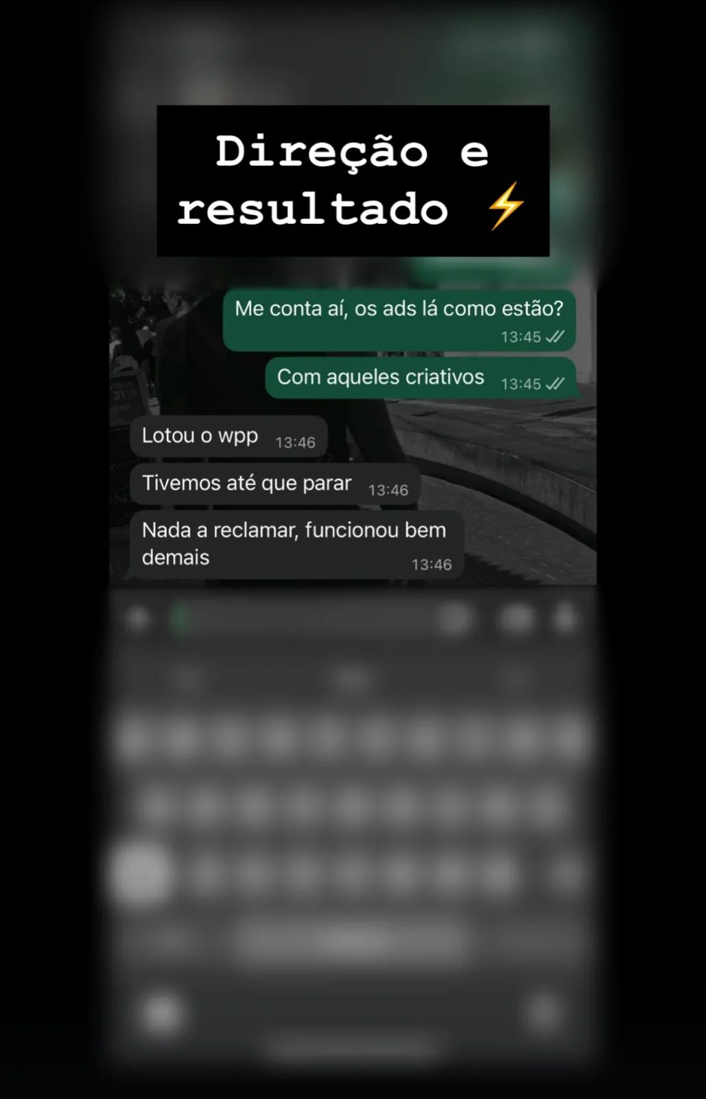 Depoimento de cliente no WhatsApp