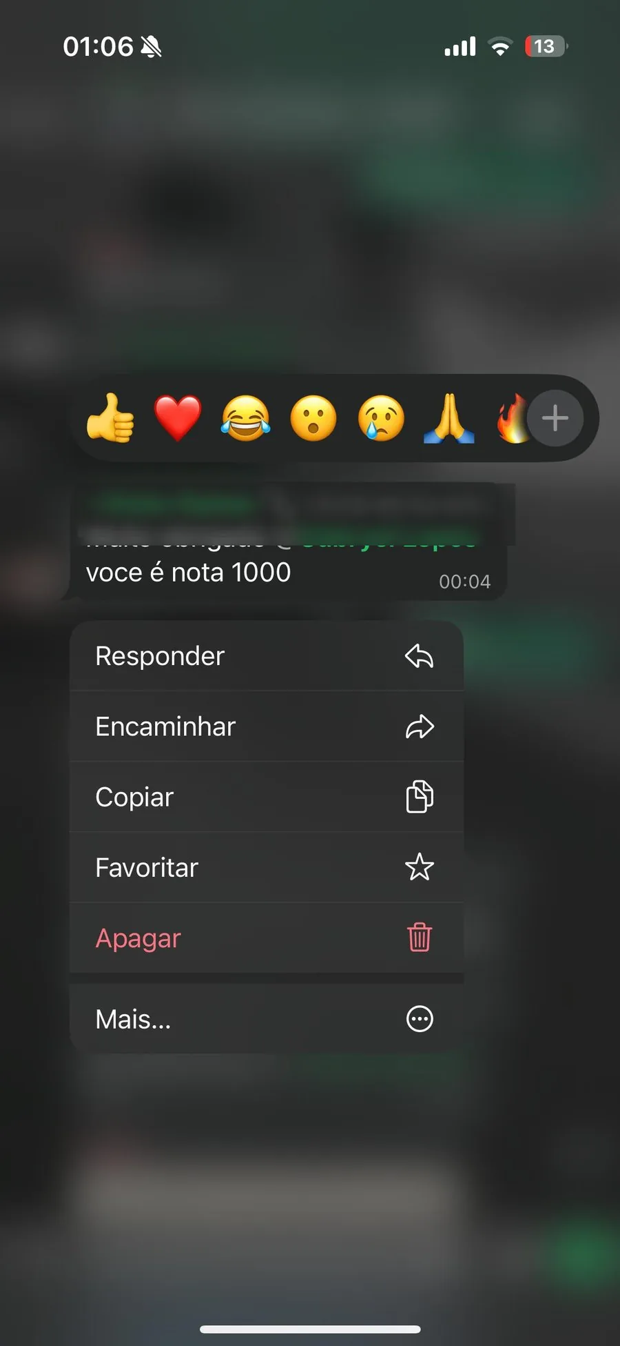 Depoimento de cliente no WhatsApp
